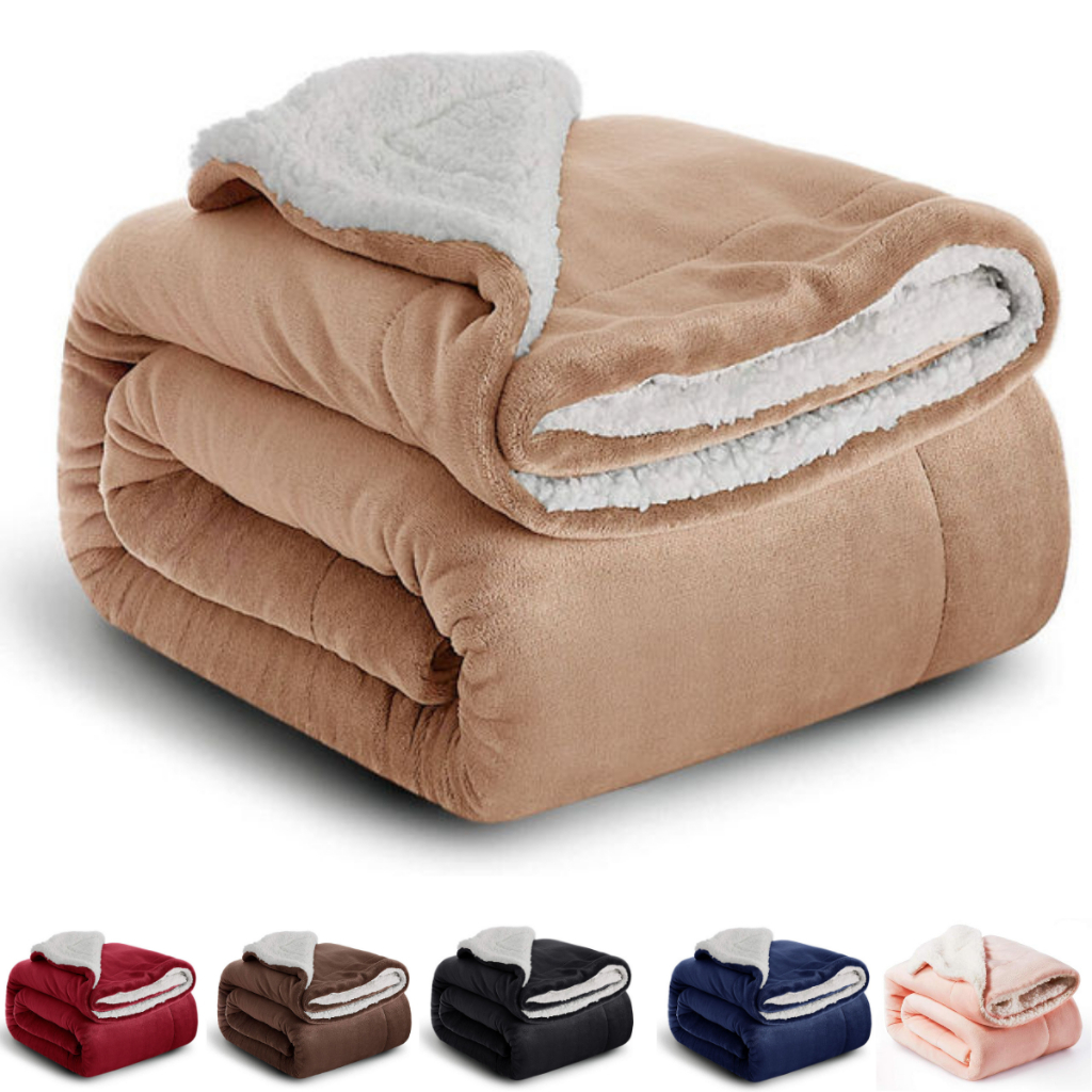 Coberdrom de Inverno Dupla Face Sherpa Imita Lã Cobertor de Frio Edredom Quente Queen Solt...