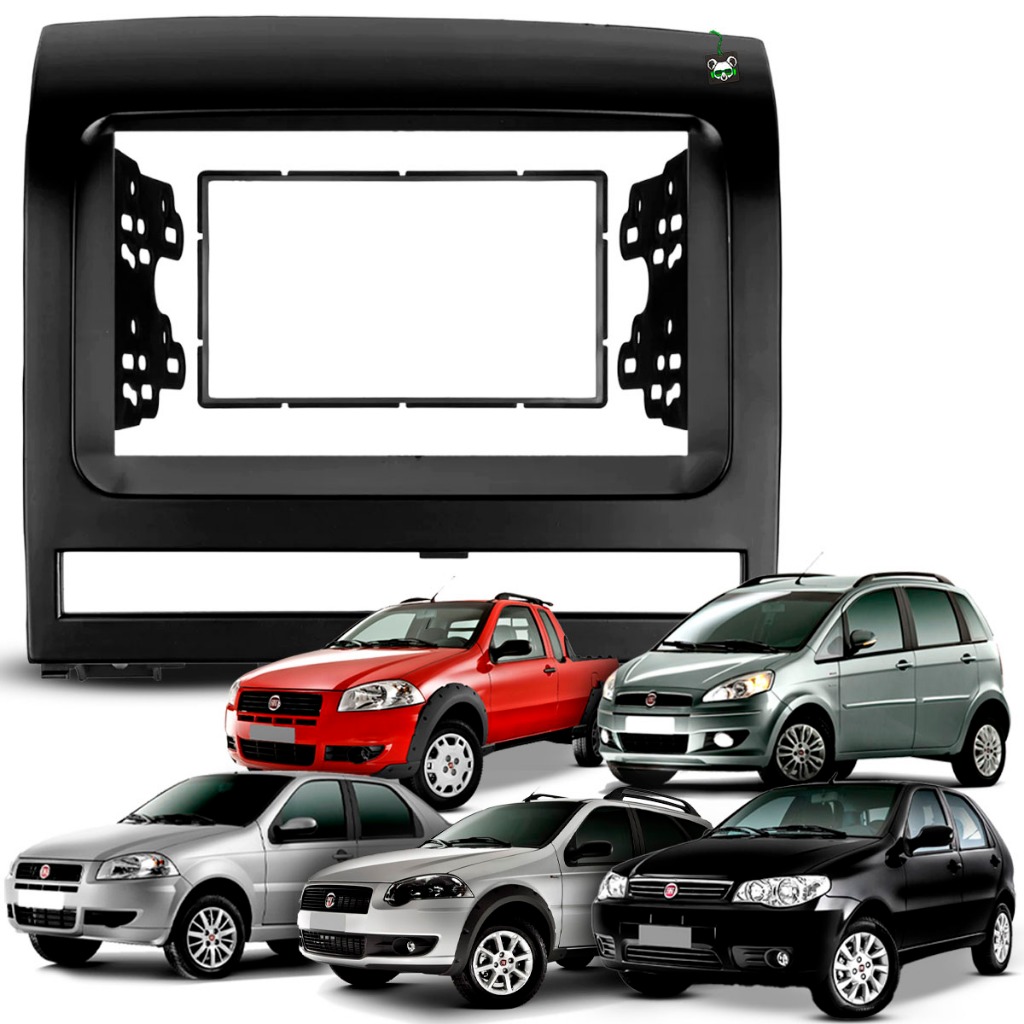 Moldura de Paine 7 Polegadas 2 Din Fiat Palio Siena Idea até 2012 Preto - Spare Parts and Accessories for Vehicles