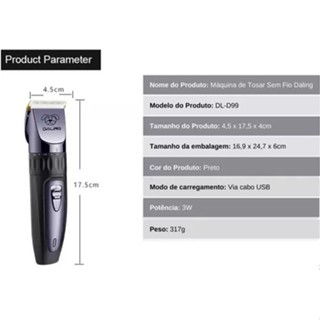 Maquina Daling D99  Para Tosar/cortar Pelos Pets Recarregável