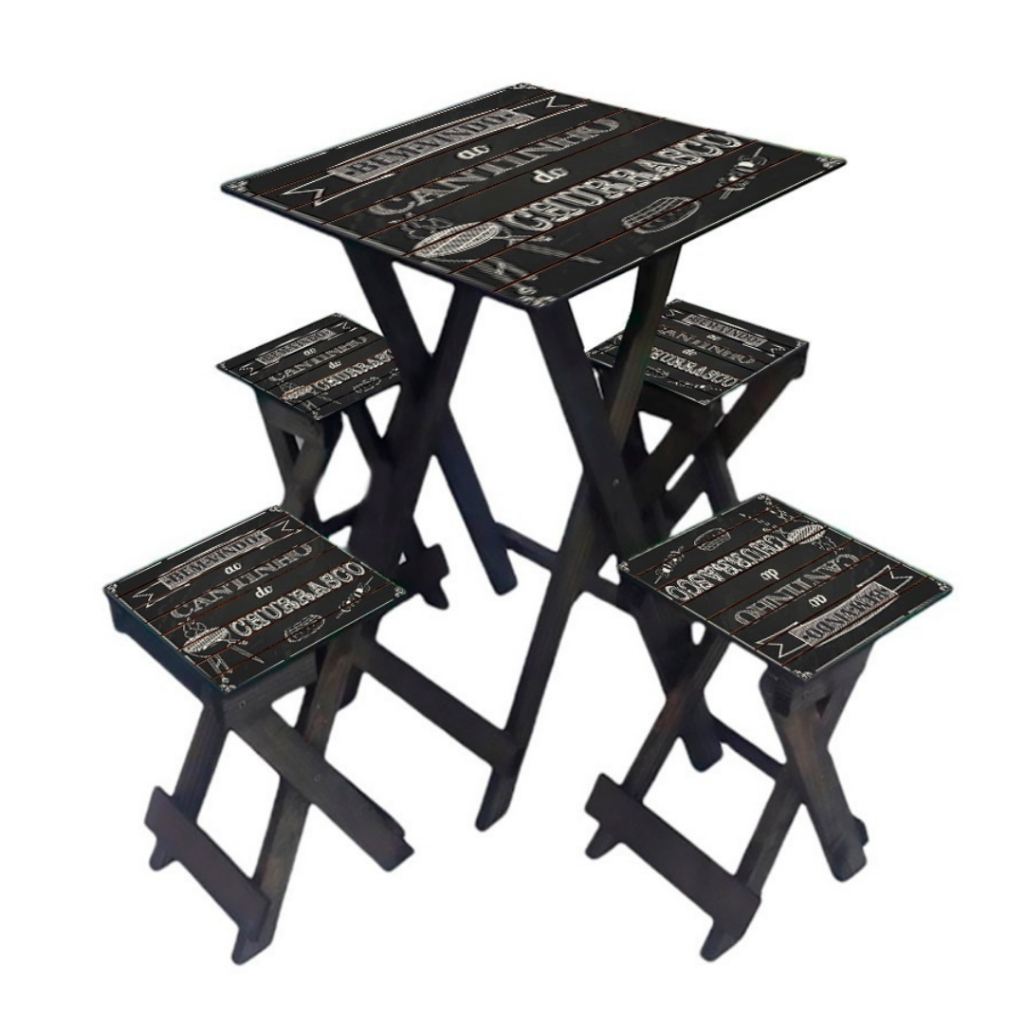 Mesa com 4 Bancos Estilo Gourmet Para Varandas, Área de churrasco e Lazer