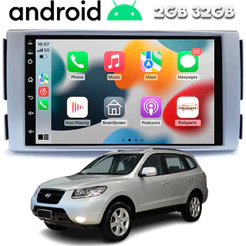 Central Multimidia Android Santa Fé 2007 a 2013 Wifi Gps Espelhamento Carplay Bluetooth