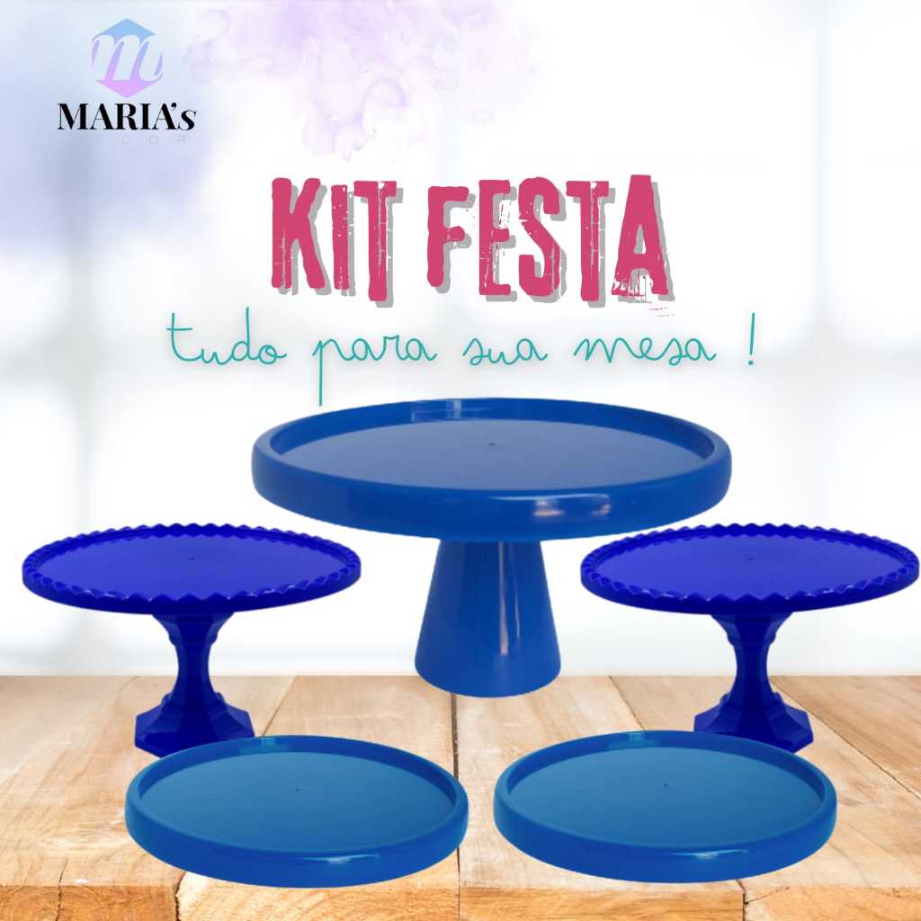KIT FESTA 1 BOLEIRA ,2 MEDIA CAKE E 2 BANDEJAS REDONDAS PARA FESTA INFATIL  - VARIAS CORES em Oferta na Shopee
