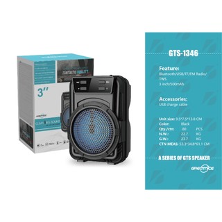 Caixa de som GTS-1346 led recarregável FM