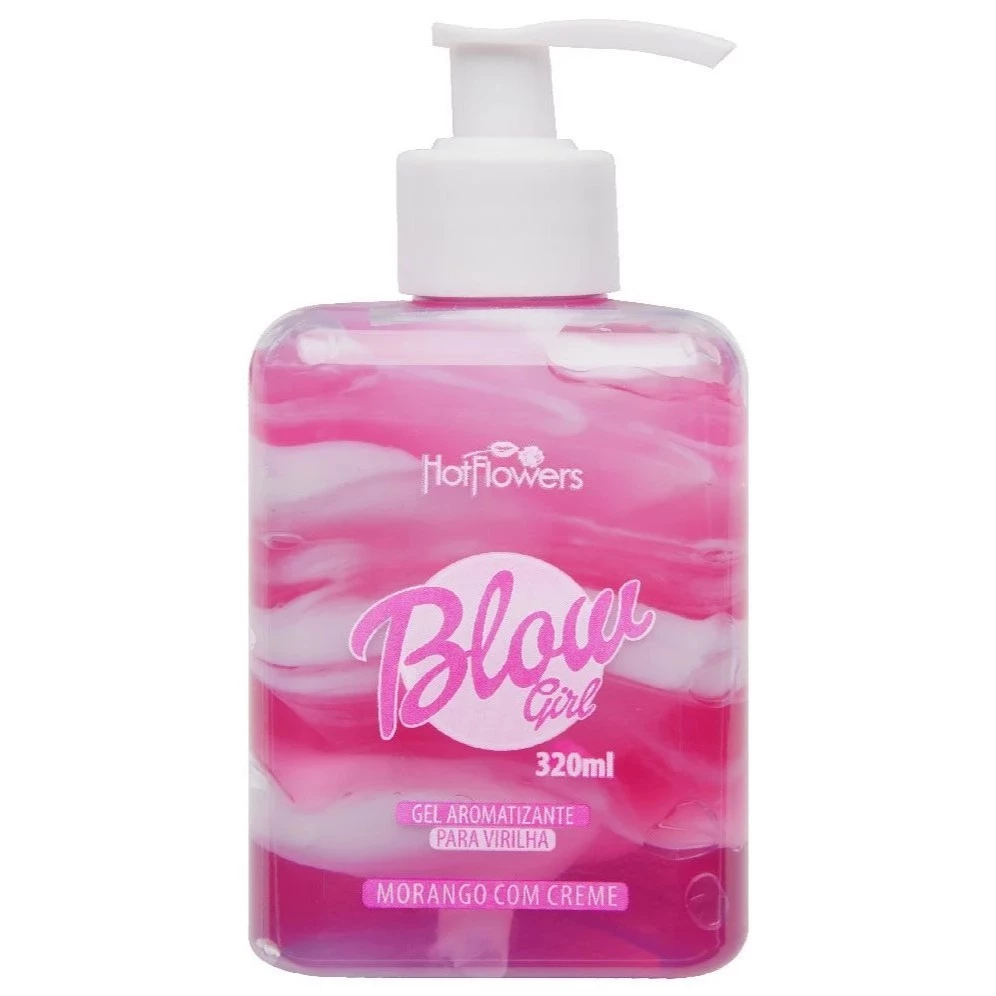 Blow Girl Original Gel Aromatizante Beijável Para Virilha Hot Flowers Morango com Creme