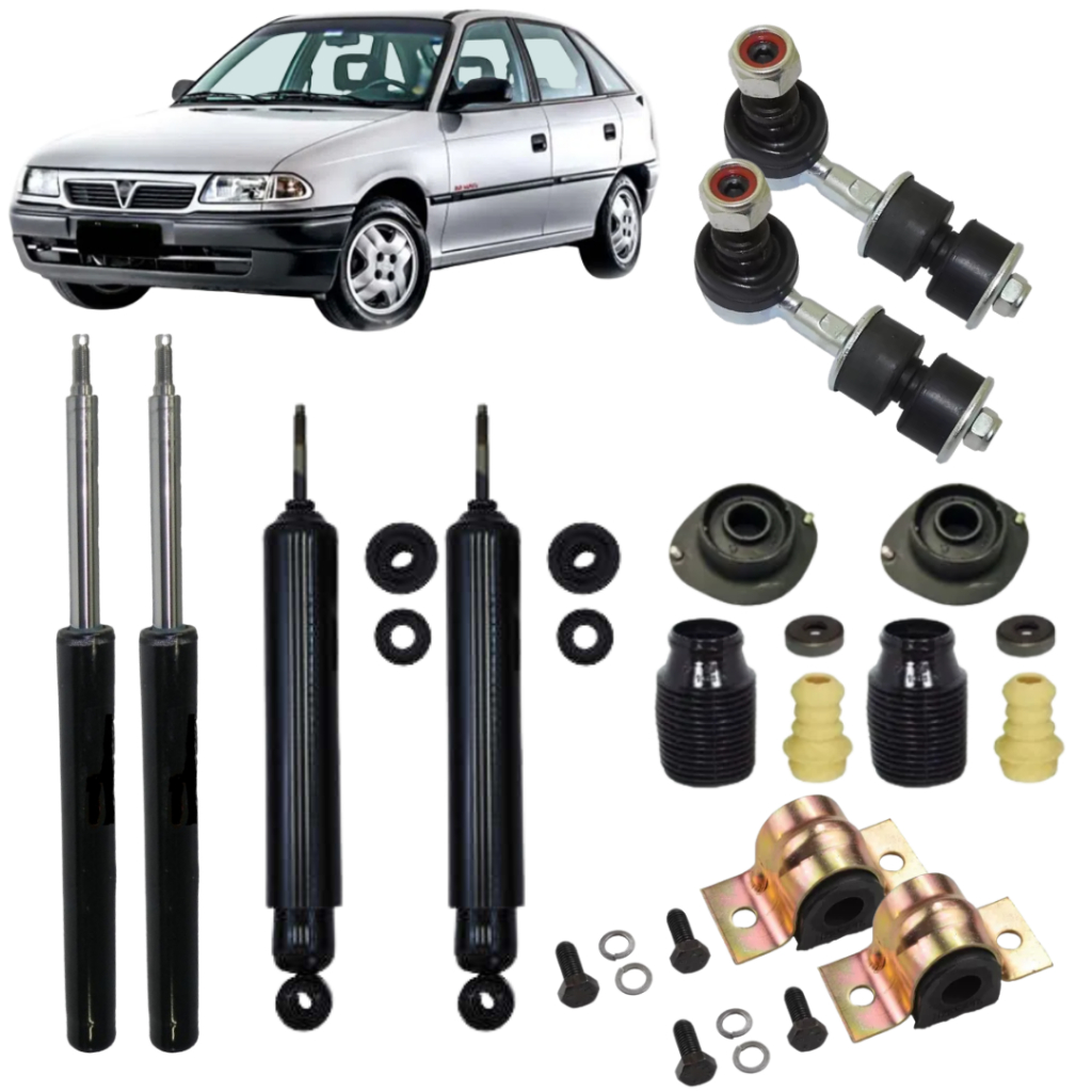 04 Amortecedores Astra Importado Belga Hatch 91 92 93 + Kit Batente Coxim + Bieletas + Kit Barra