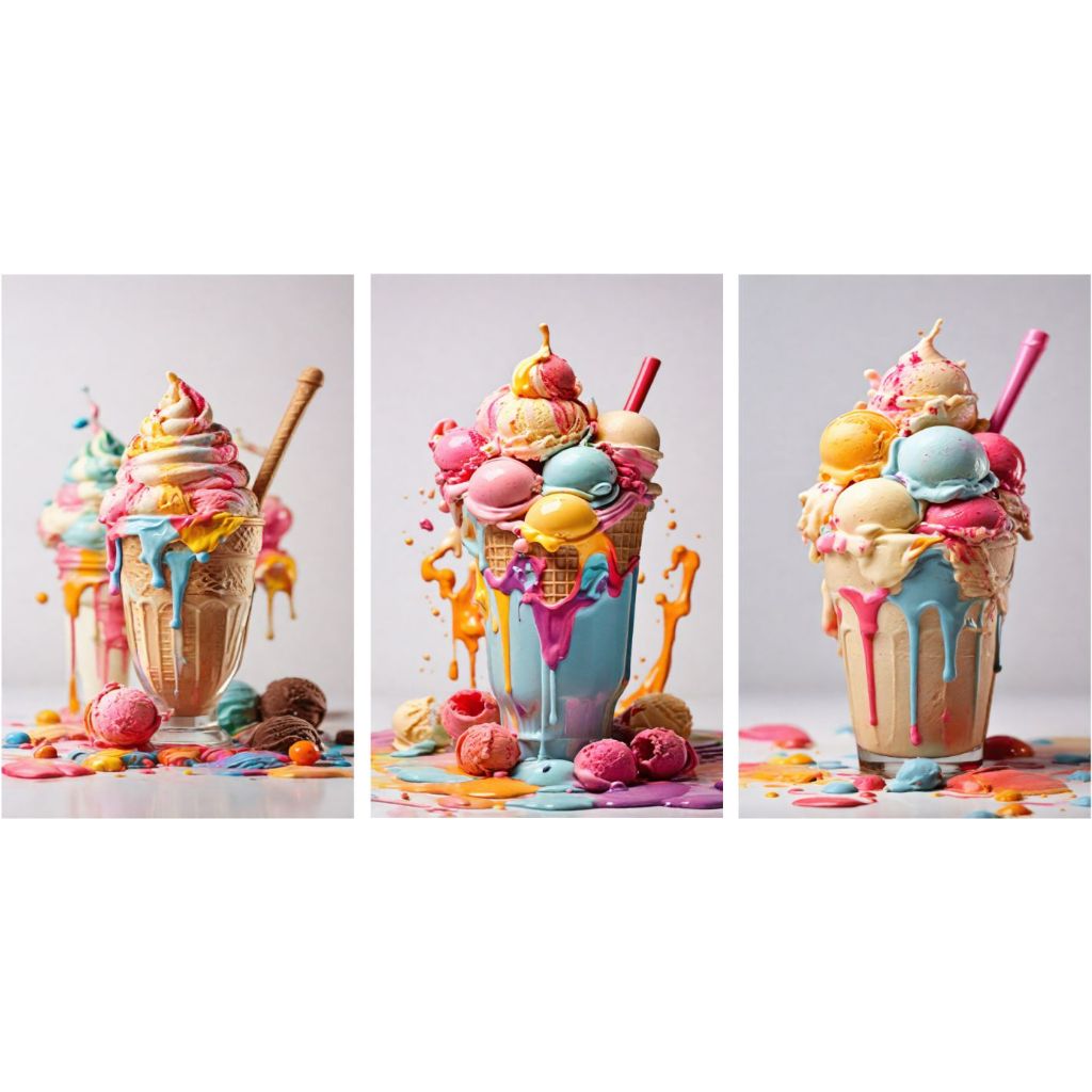quadros sorvetes coloridos mikshake para sorveteria doces 3 peças(SOREVETE NO COPO)