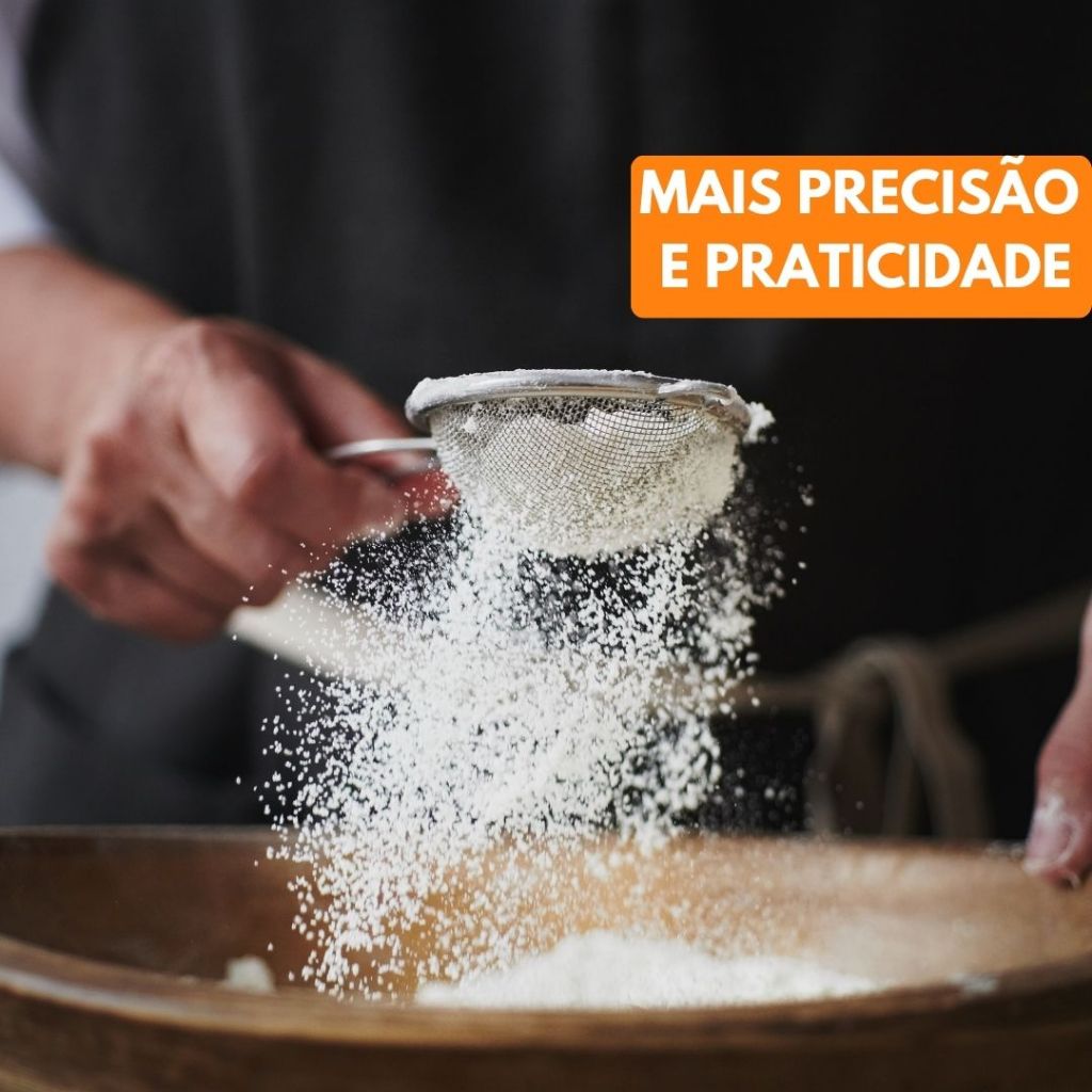 KIT 1/3 Unid Peneira Coador de Aço Inox PREMIUM 22cm 18cm 14cm Resistente para Cozinha Casa Restaurante Farinha Oleo — imagem 2 de 2