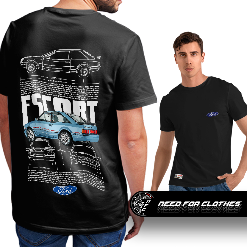 Camiseta Ford Escort, Carros Clássicos, Automobilismo, Algodão
