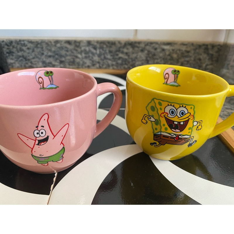Caneca do Bob Esponja, Presentes Criativos, Geek, Colecionáveis, kit 2 canecas 170ml