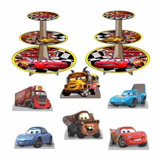 Carros da Disney Kit 2 Baleiros + 6 totens decorativos de mesa kit decoração de festa infantil em Oferta na Shopee