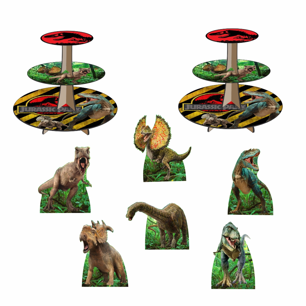 Dinossauros md1 Kit 2 Baleiros + 6 totens decorativos de mesa kit decoração de festa infantil
