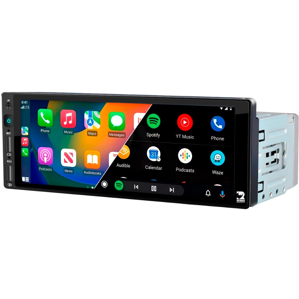 Multimidia Mp5 H-tech 1 din Carplay Android Auto sem fio Cor Preto