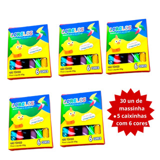Kit 30 Unidades de Massinha Para Modelar 6 Cores