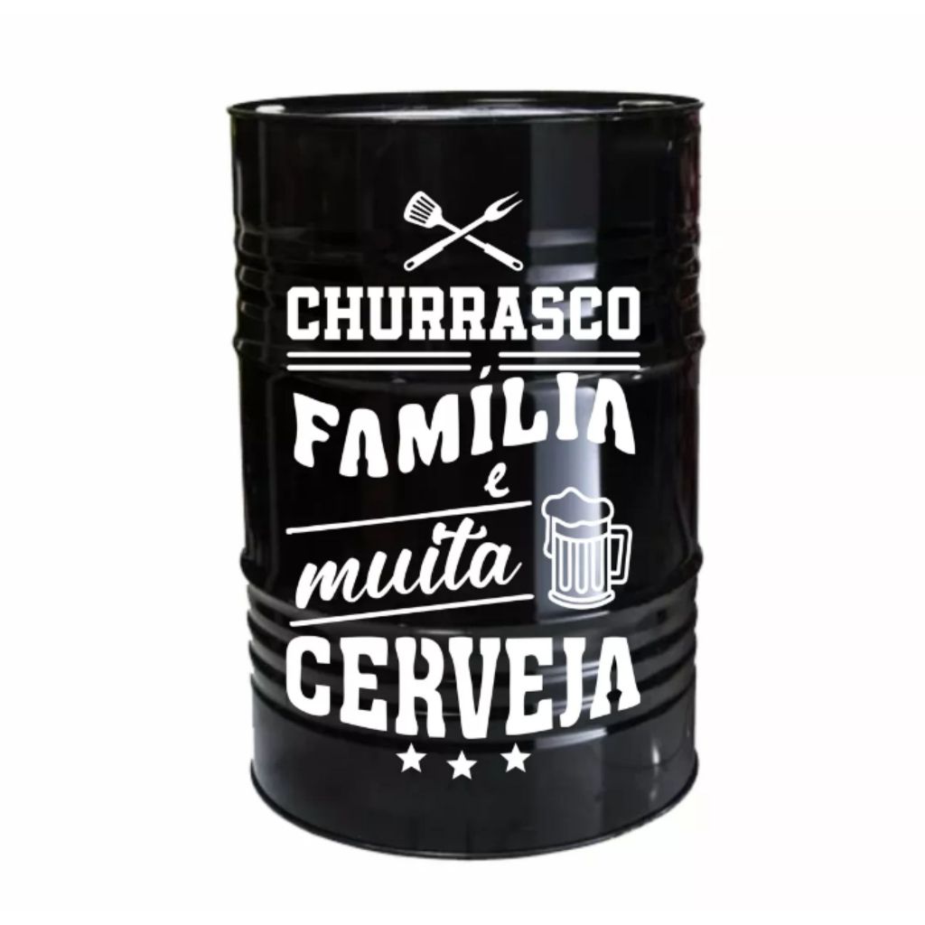 ADESIVO DECORATIVO CHURRASCO FAMILIA CERVEJA PARA TAMBOR BARRIL 200 LITROS