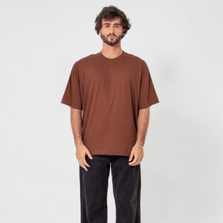 Camiseta Oversized Basic Marrom em Oferta na Shopee