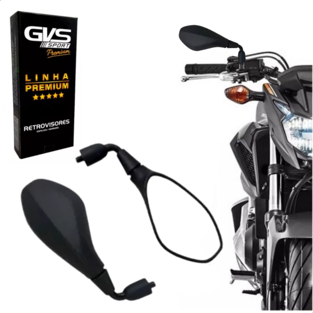 Retrovisor Bmw F800 Haste Curta Rebaixada Com Lente Convexa Original GVS Par Yamaha Xt 660