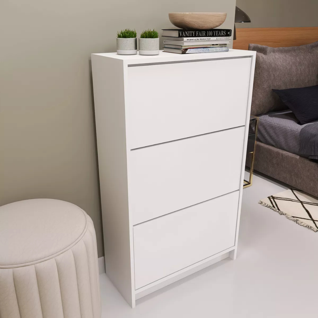 Organizador Vertical De Sapatos 3 Nichos Na Cor Branco