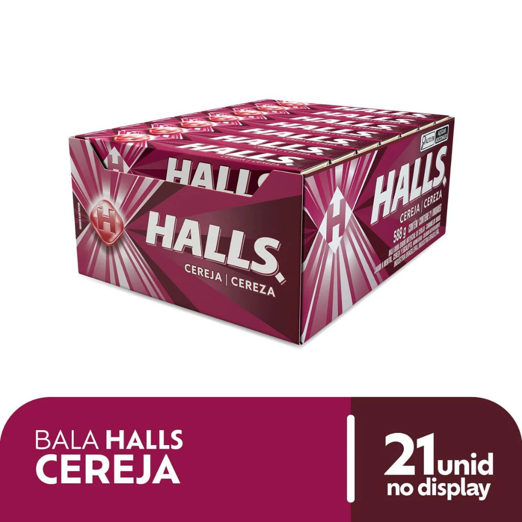 Drops Halls 21un Mdlz Cereja em Oferta na Shopee