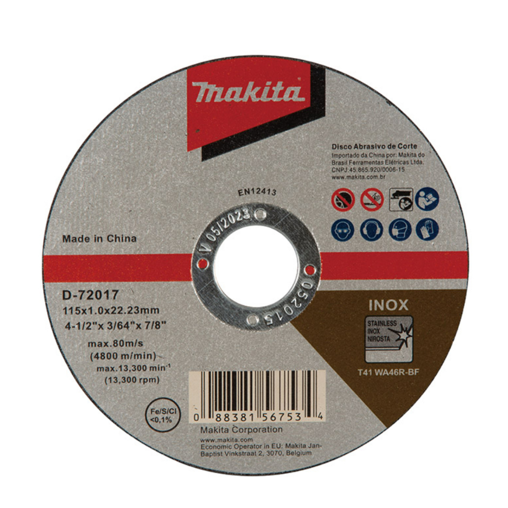 Disco de Corte Fino Makita D-72017-10 115x1mm para Metal com Alto Rendimento Profissional em Oferta na Shopee