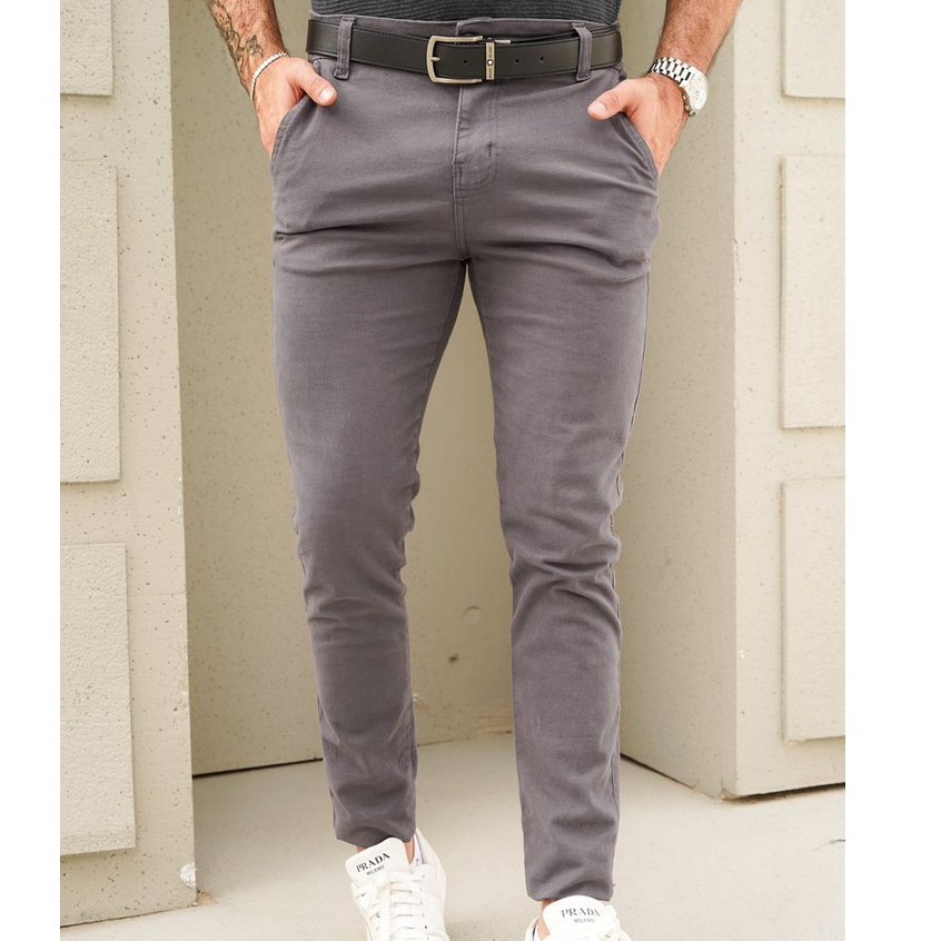 Calça SARJA Masculina Slim Casual Tradicional FIT 4 Bolso Embutido Skinny