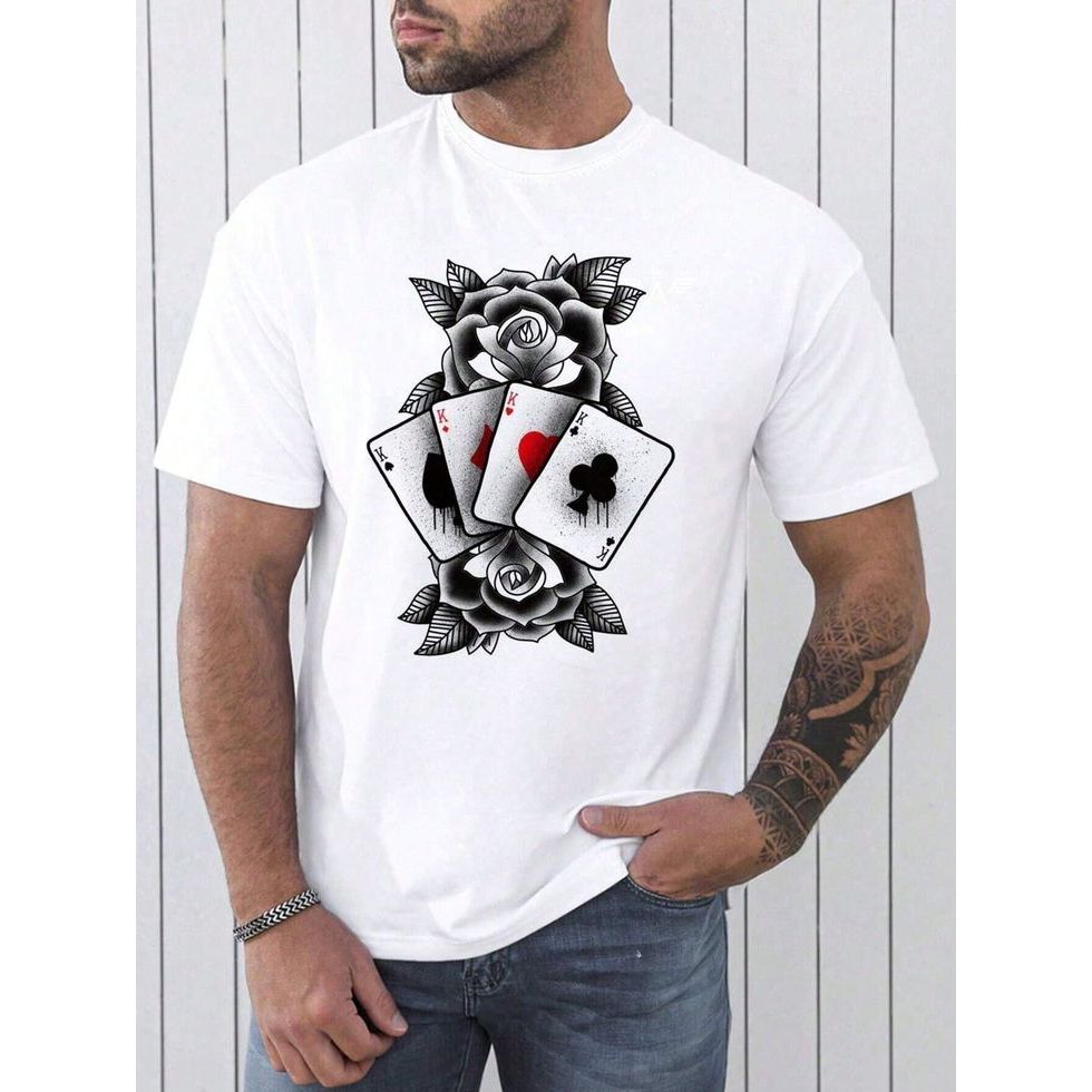 Camiseta masculina estampada cartas, gola redonda manga curta malha premium 100% algodão não envolhe não desbota