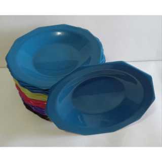 Prato Refeição10Lados Mix de Cores; Kit 5,10,12,16 ou 20 Pratos(Plástico). Almoço/Jantar/Festa. em Oferta na Shopee