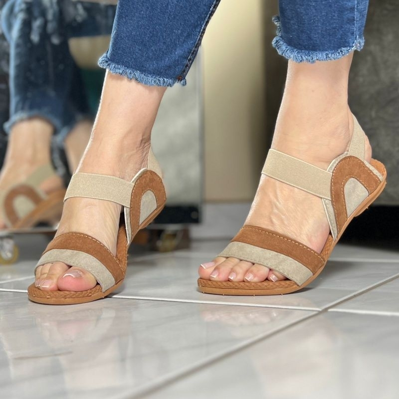 Sandália Ortopédica Confortável Antiderrapante Ajustável Plana Rasteira Chinelo  Verão