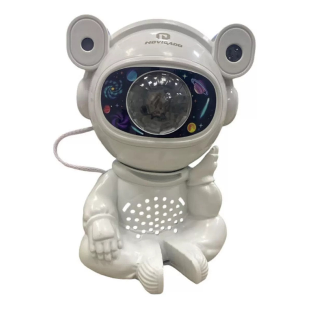 Caixa De Som Brinquedo Mini Astronauta Projetor Galáxia
