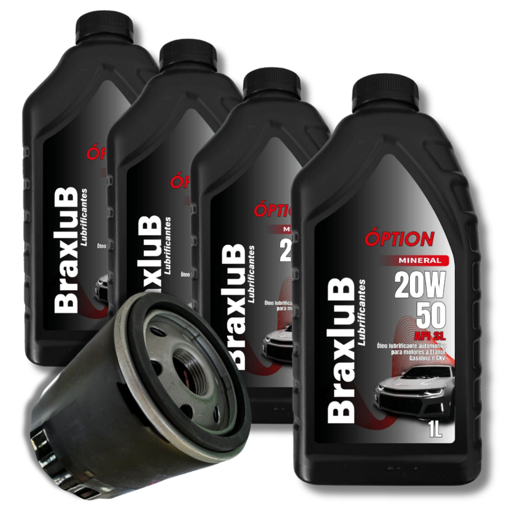 KIT 4 LITROS 20W50 MINERAL BRAXLUB + FILTRO TO1735