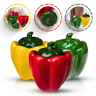 Pote Decorativo Com Tampa Pimenta em Cerâmica Gourmet Pimentão Premium em Oferta na Shopee