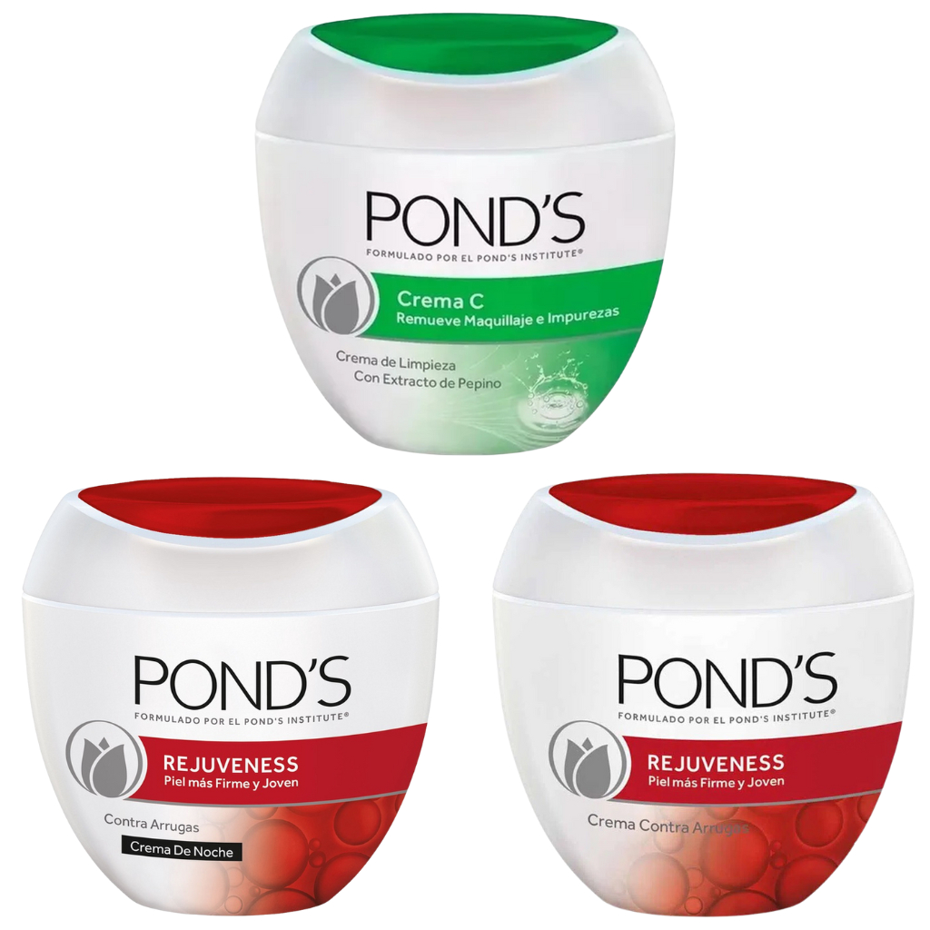 Kit Creme Pond's Vermelho Rejuveness Dia + Noite Antirrugas + Ponds C Limpeza Demaquilante Importado