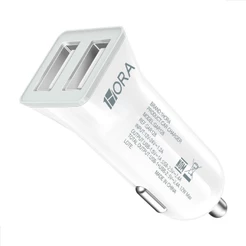 1HORA Carregador Veicular Carro Duplo Usb Cinza 38w 20w Branco