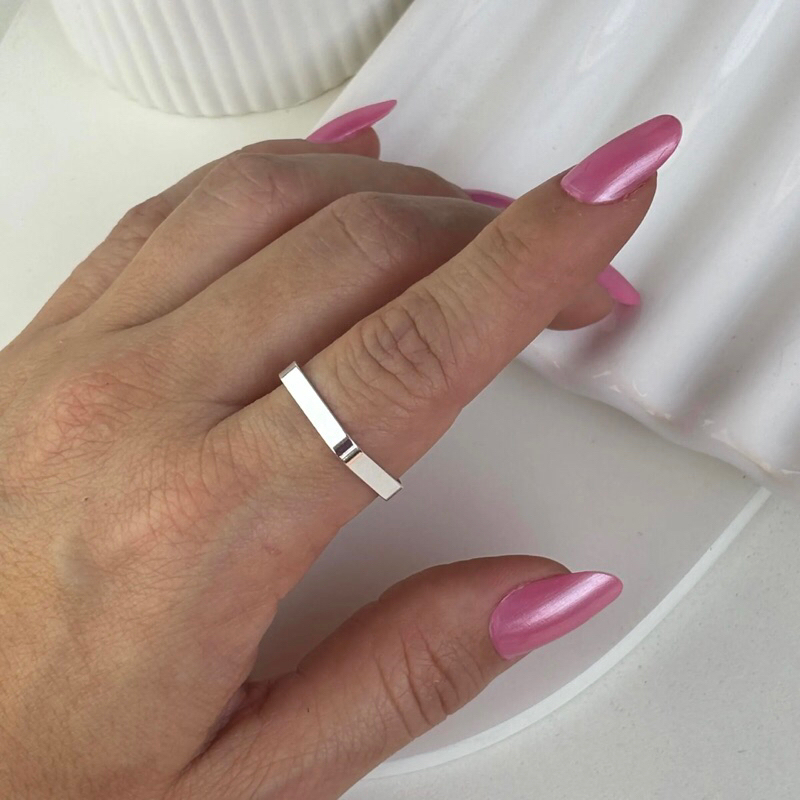 ANEL QUADRADO FEMININO LISO DELICADO BANHADO A PRATA 925 ANEL XUXA