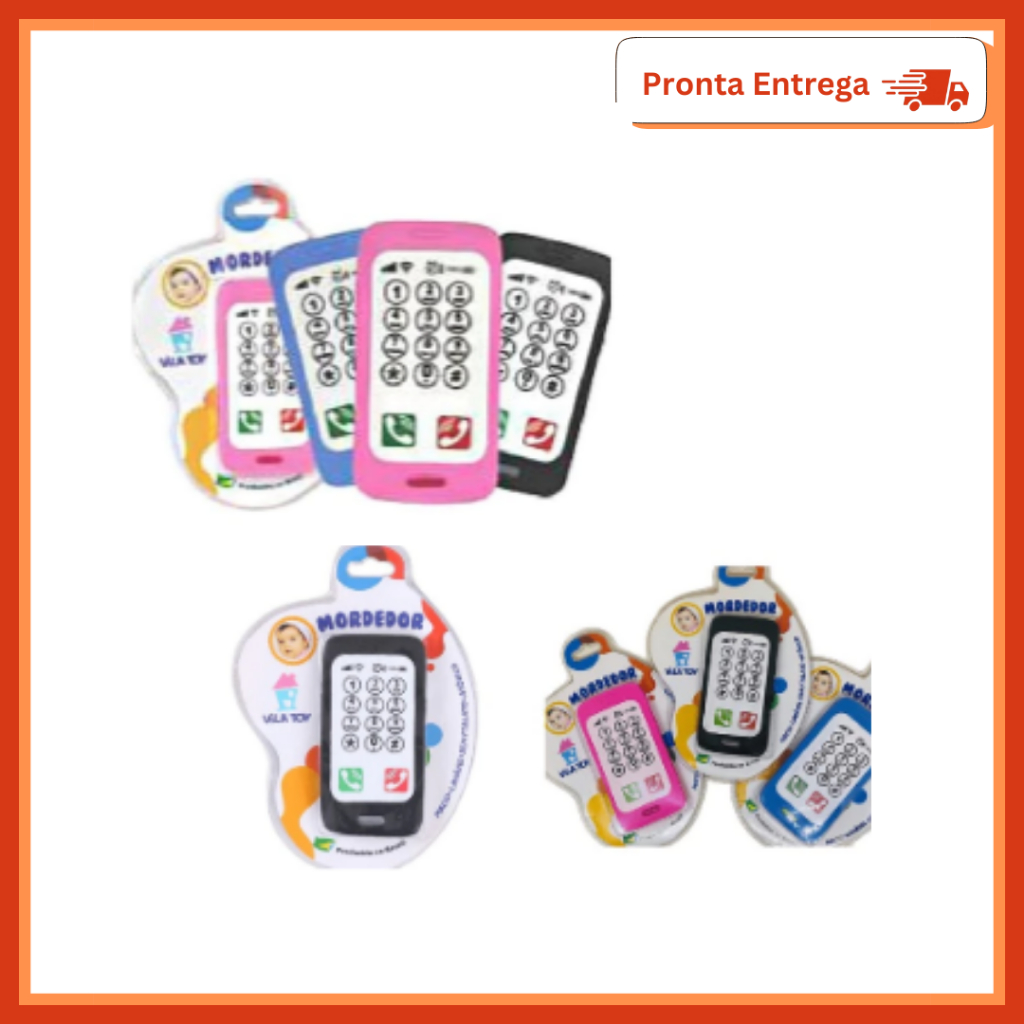 Mordedor Brinquedo Infantil Menina e Menino Celular Smartphone Villa Toy Bebe Baby Phone Dentição Gengiva Atóxico Macio