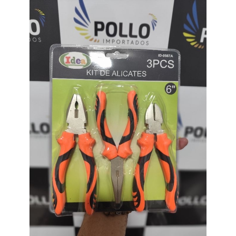 kit alicates com 3 peças 6polegadas