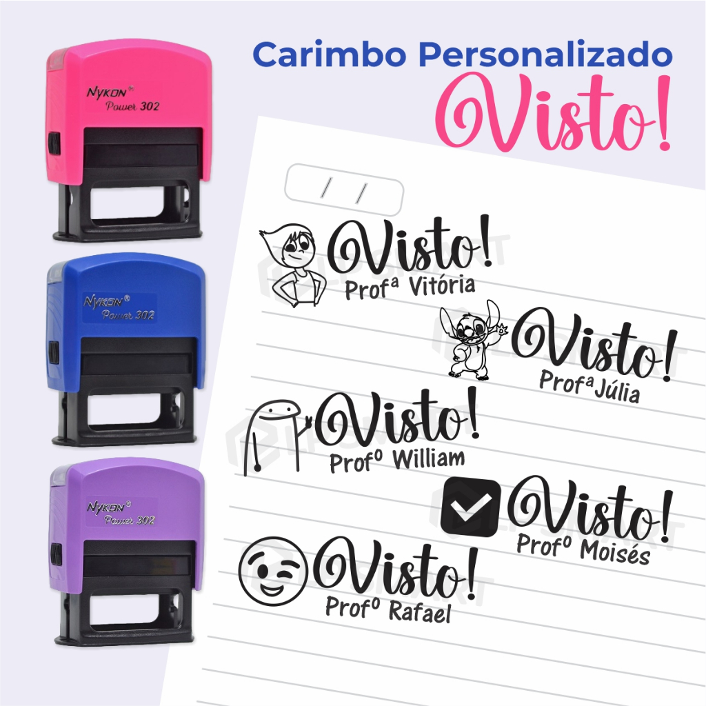 Carimbo Automático Personalizado Visto Pedagógico Professor Incentivo Escolar