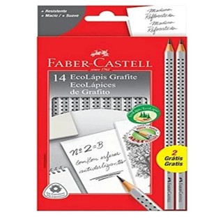Lápis Grafite Nº 2B Triangular, Faber-Castell, EcoLápis Grip 2001B, 2001B/F, 14 Unidades