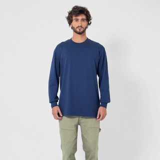 Camiseta Manga Longa Basic Streetwear Azul Marinho em Oferta na Shopee