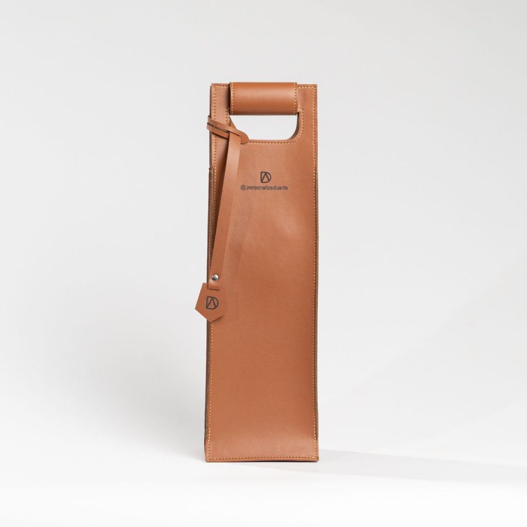 Bolsa de Vinho De Couro Sintético Personalizada Porta Vinho 1 Garrafa