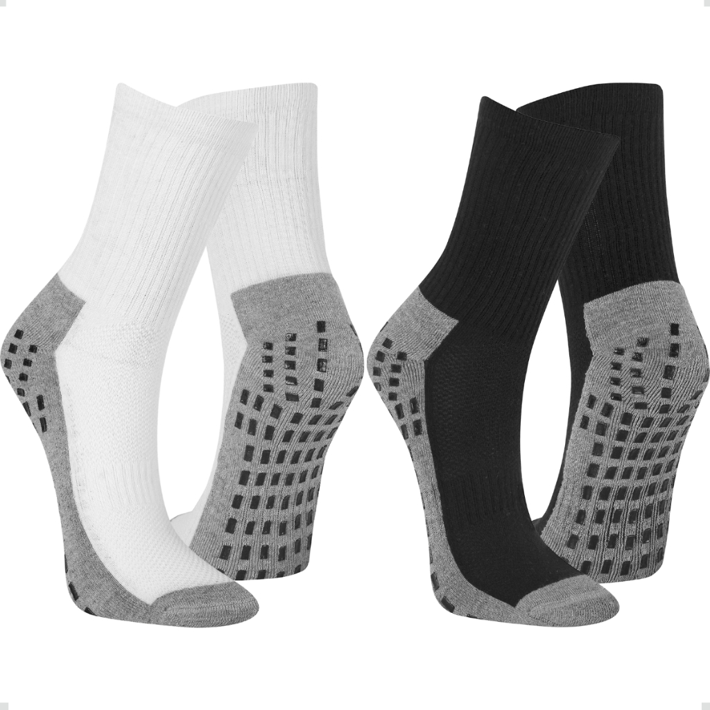Kit 2 Pares De Meia Antiderrapante Algodão Esportiva Futebol Unissex Cano Médio Alto Corrida em Oferta na Shopee