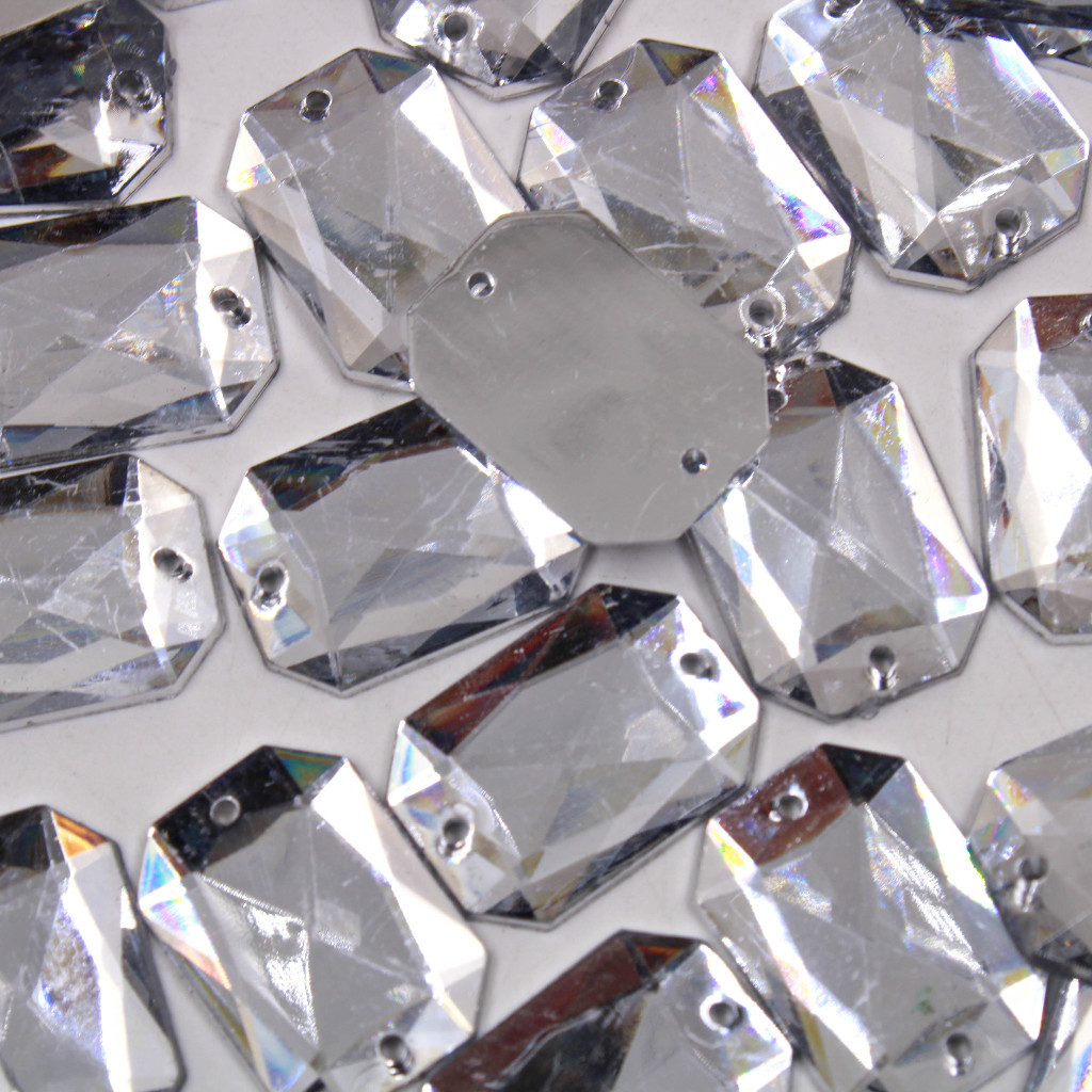 chaton ( RETANGULAR ) 18 x 25 mm c furo ( CRISTAL ) em Oferta na Shopee