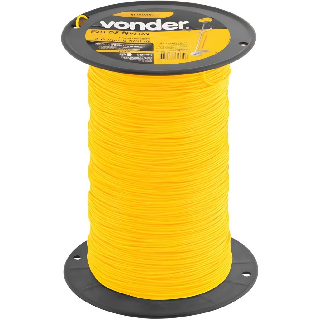 Fio de Nylon 2,0mm x 500m Redondo para Roçadeiras e Aparadores Vonder Rolo Amarelo Universal em Oferta na Shopee
