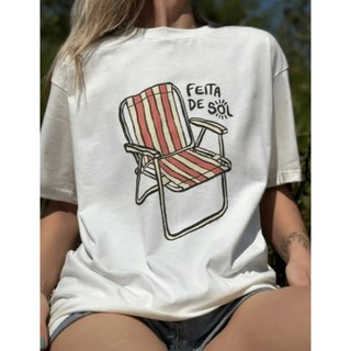 T-shirt Feminina Feita de Sol 100% Algodão em Oferta na Shopee