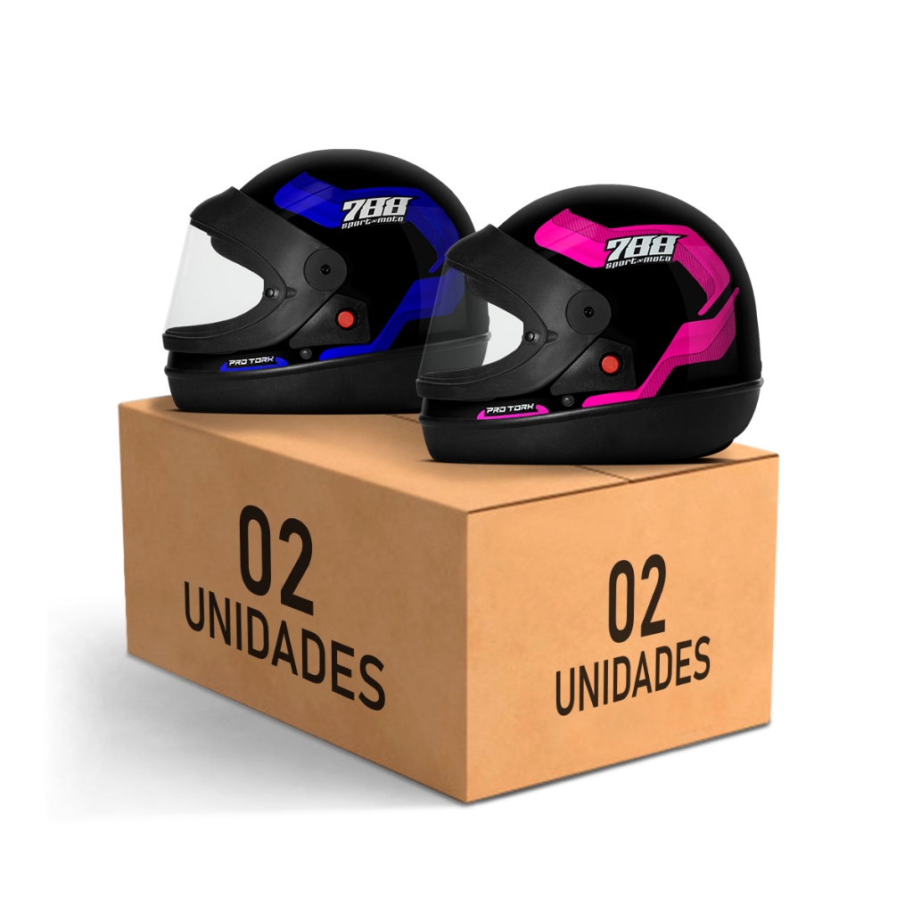 Kit Capacete Moto Masculino e Feminino Integral Pro Tork Sport Moto 788 Viseira Automática Azul em Oferta na Shopee