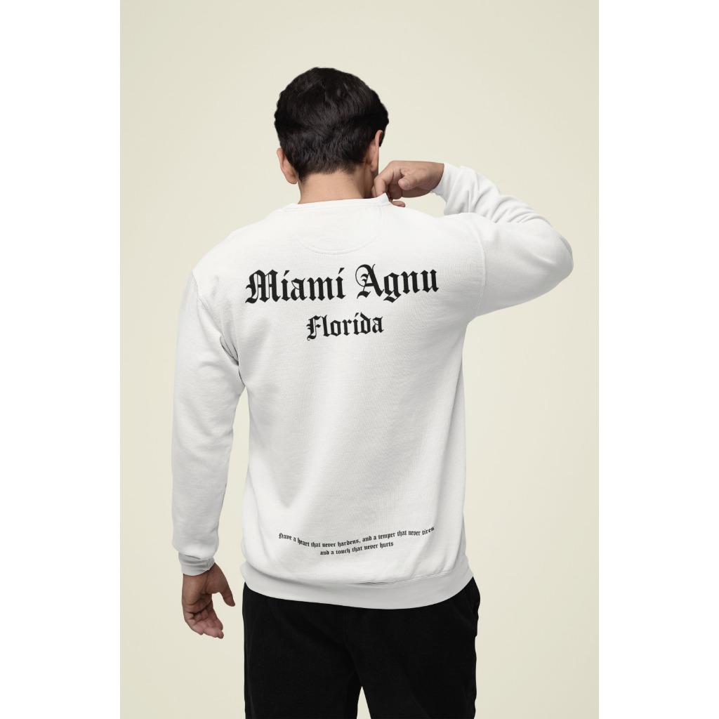 Moletom Gola Redonda Miami Agnu Careca Algodão Confortável Blusa de Frio Unissex Estampado