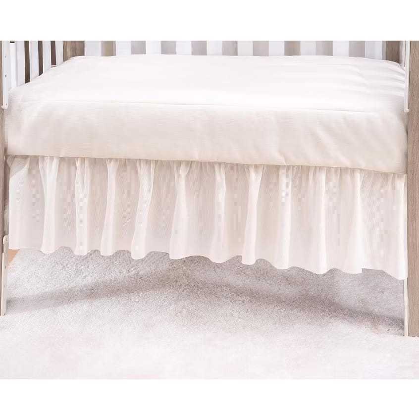 saia babado mini berço branco e bege 100% algodão em Oferta na Shopee