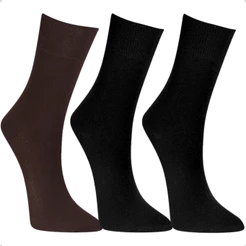 Kit 3 Pares Meia Social Cano Alto Lisa Formal Escritório Poliamida Fina Masculina Unissex Preta