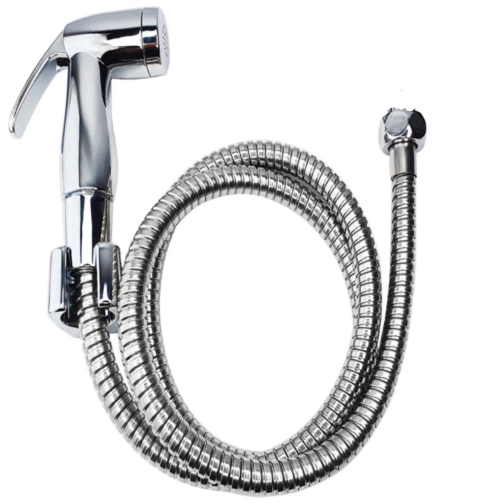 Ducha Higiênica Mangueira Flexível 1,20 Mt Com Gatilho Metal Cromado Sem Registro