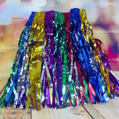1~4 Saia Fitilho Carnaval Metalizada Colorida 40cm Festa Fantasia Balada Carnaval (Ex)
