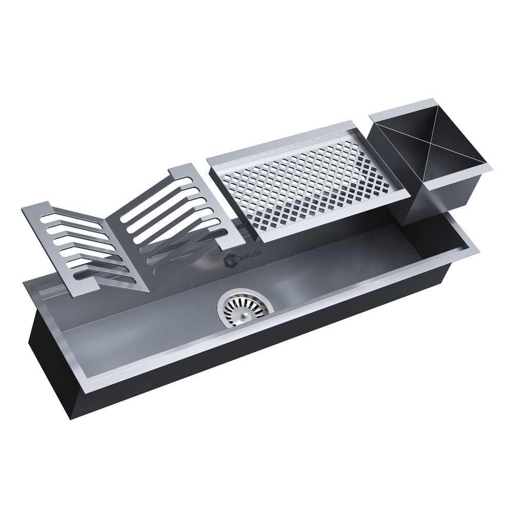 Calha 775 Escorredor Louça 3Módulos Calha Úmida Inox